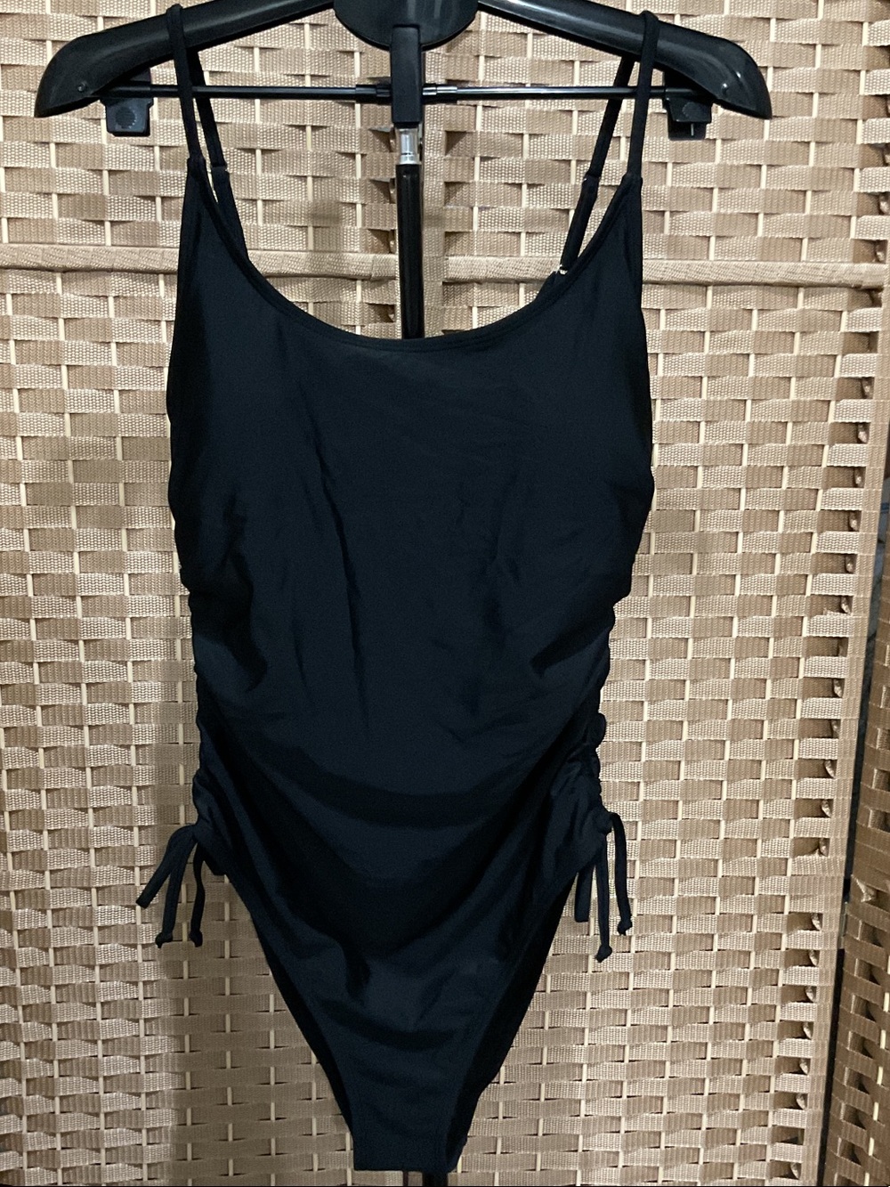 NWOT Black Women’s One-Piece Swimsuit with Side Ruching